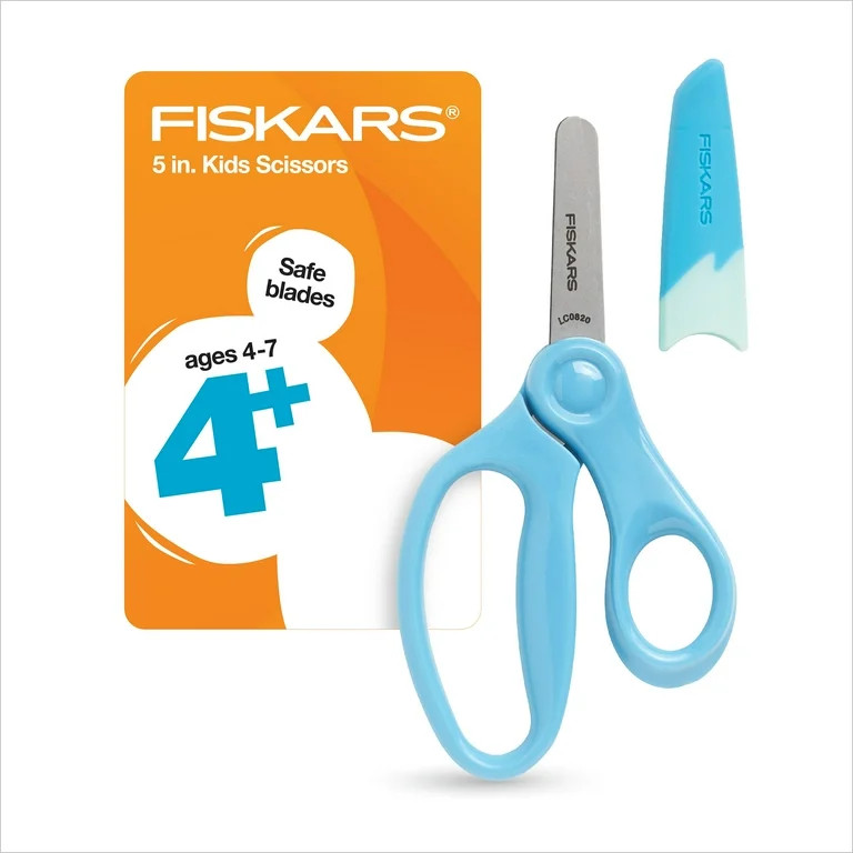 Fiskars Kids Scissors, 5", Blunt, School Supplies for Kids 4 to 7, Turquoise | Walmart (US)