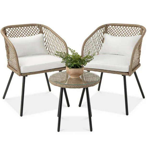 Best Choice Products 3-Piece Outdoor Wicker Bistro Set Patio Chat Conversation Furniture w/ 2 Cha... | Walmart (US)