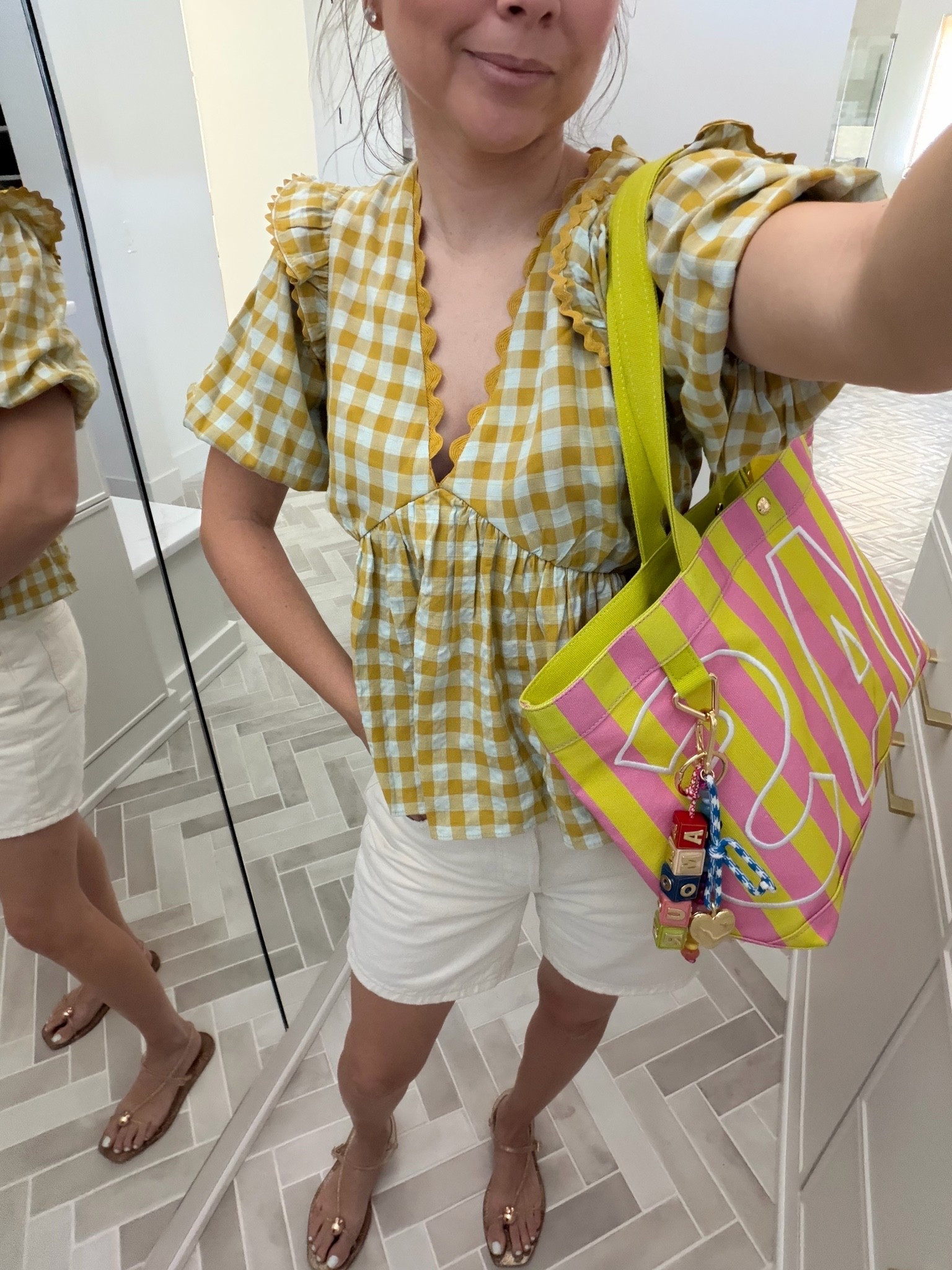 yellow gingham ruffle top for petite women and it’s giving everything this summer

the scallop detail, the babydoll fit, the tote that matches by accident

#LTKgrwm #LTKootd