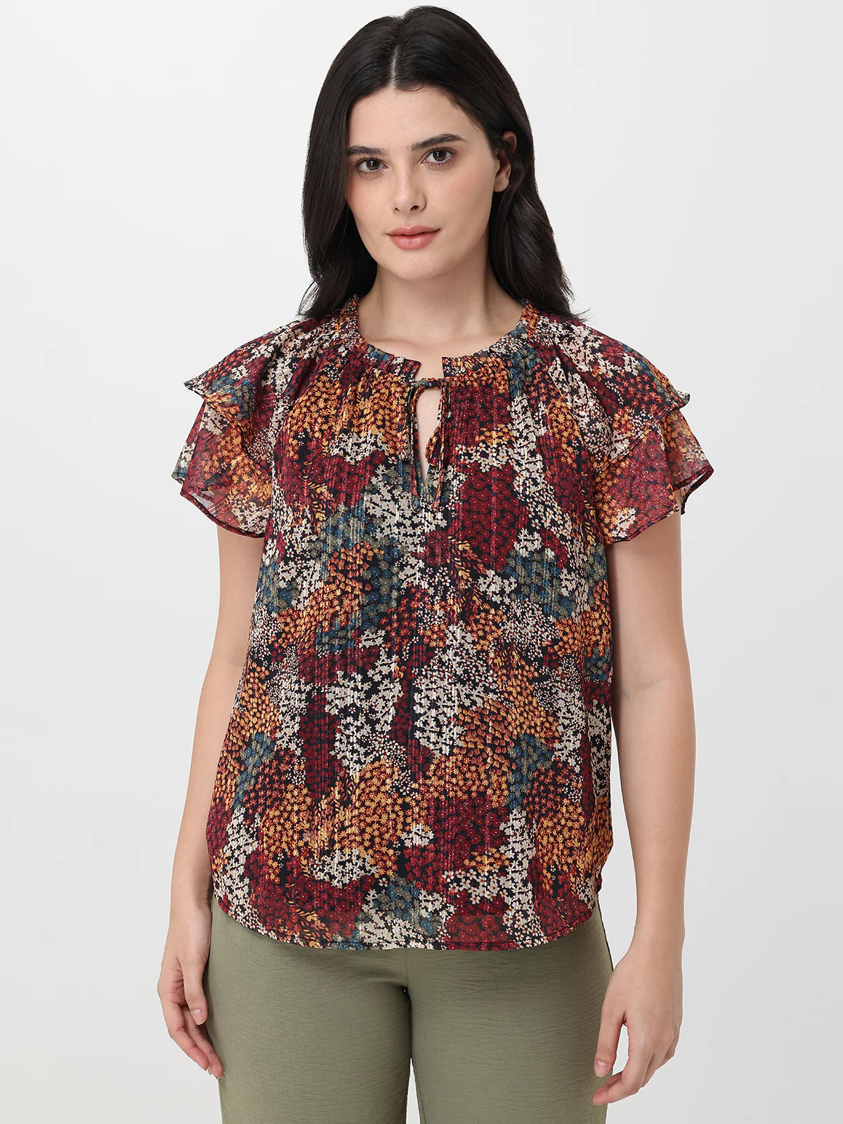 89th & Madison Floral Tiered Short Sleeve Blouse | 89th + Madison
