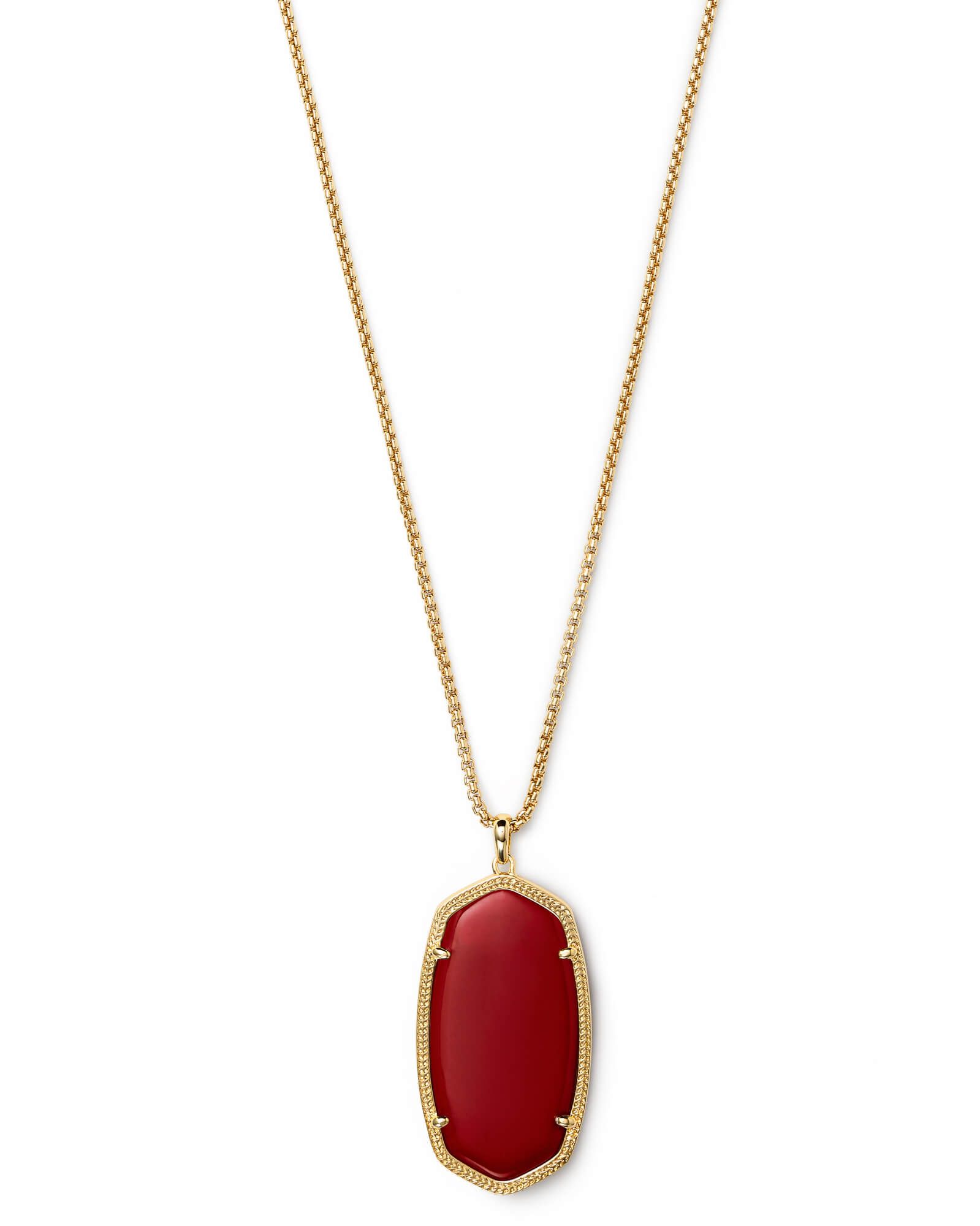 Reid Gold Long Pendant Necklace in Dark Red | Kendra Scott