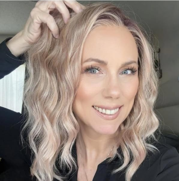 Aisom Chloe Short Water Wave 12 Inches Apricrown Free Part Synthetic Lace Front Wig with Scandina... | Amazon (US)