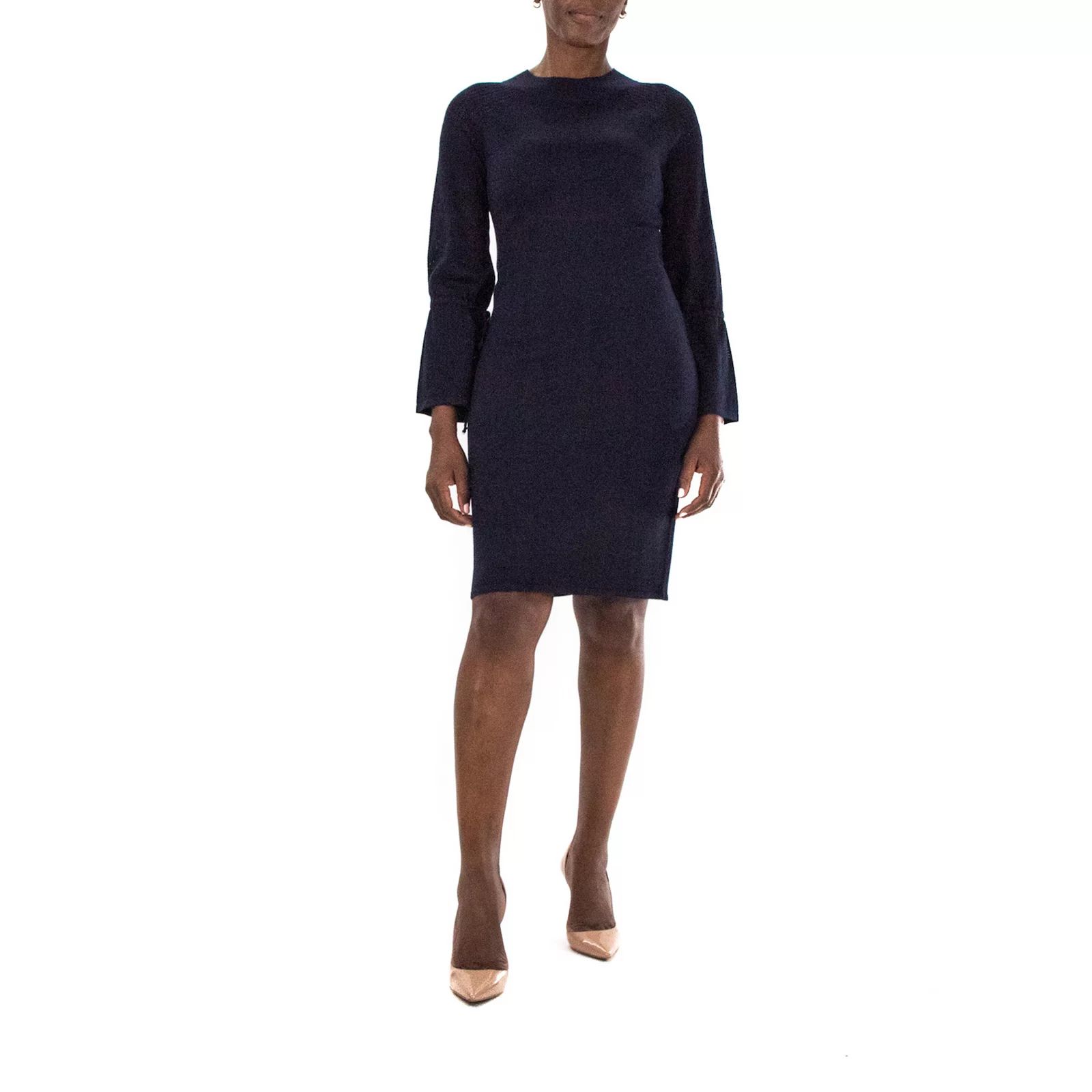 Women's Nina Leonard Mockneck Fitted Sweater Dress, Size: Small, Blue | Kohl's
