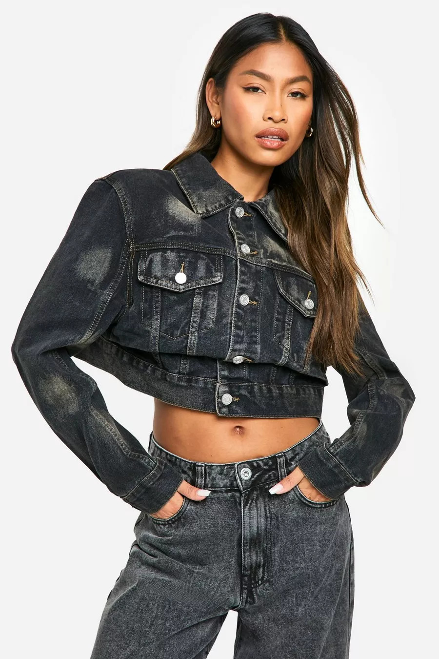Waist Detail Distressed Denim Jacket | Boohoo.com (UK & IE)