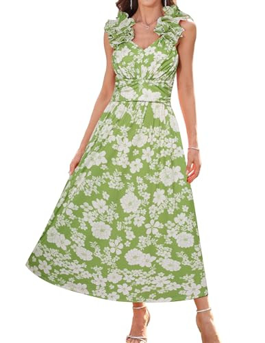 GRACE KARIN 2025 Women's Summer Floral Print Dress Sleeveless Casual Flowy Sundress A Line Ruffle... | Amazon (US)