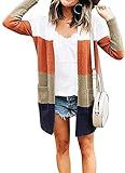 ANBI Womens Long Sleeve Loose Striped Cardigan Color Block Knit Open Front Sweater Coat, A-fourcolor | Amazon (US)