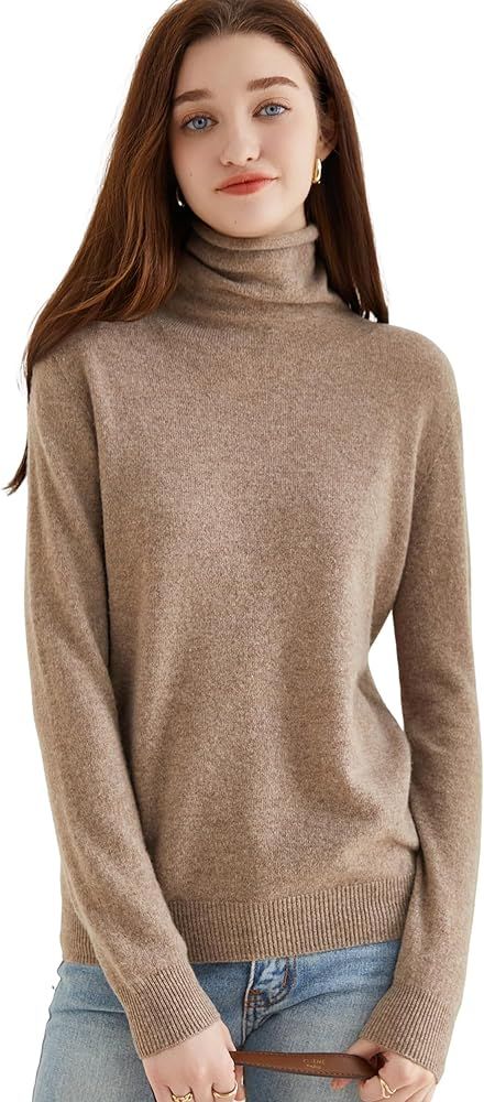 LINY XIN Women's Turtleneck 100% Merino Wool Sweater Fall Winter Basic Warm Soft Long Sleeve Knit... | Amazon (US)