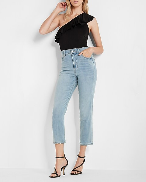 Super High Waisted Light Wash Mom Jeans | Express
