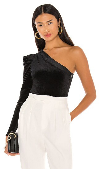 Daphne Velvet Bodysuit in Black | Revolve Clothing (Global)