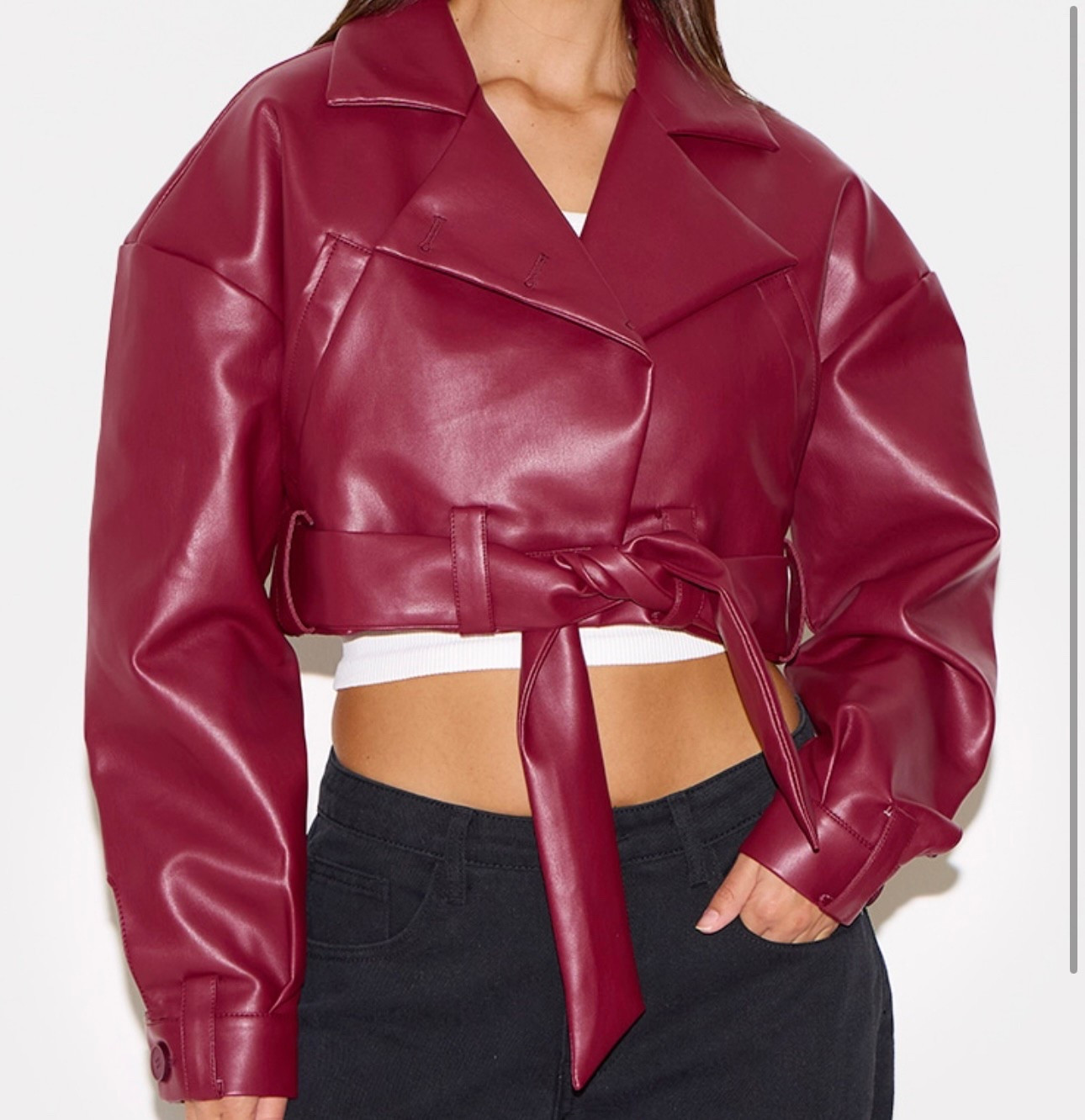 Cropped jacket 
Cropped leather jacket
Red jacket 


#LTKeurope #LTKuk #LTKspring