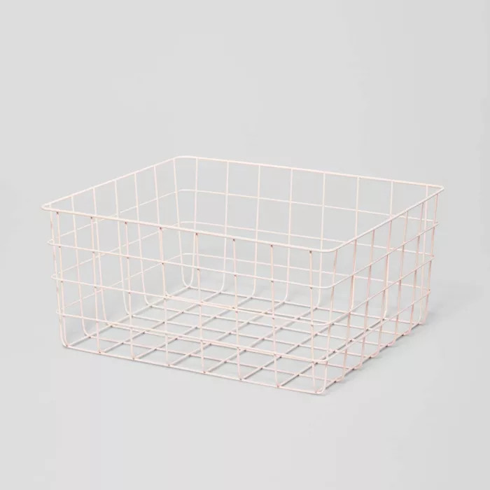 13" Rectangular Wire Decorative Basket Peach - Brightroom™ | Target