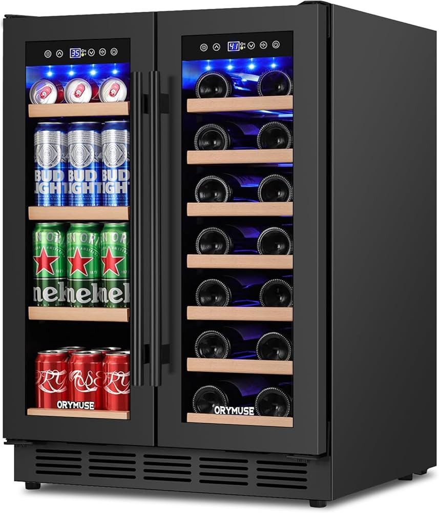24" Dual Zone Wine & Beverage Refrigerator – Under Counter Cooler with Upgraded Cooling & Blue ... | Amazon (US)