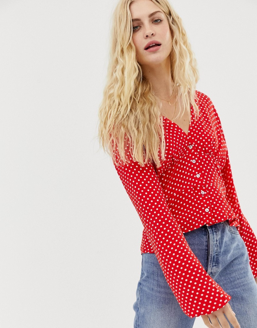Free People Love Street polka dot blouse-Red | ASOS (Global)