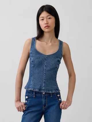 Denim Fitted Peplum Top | Gap (US)