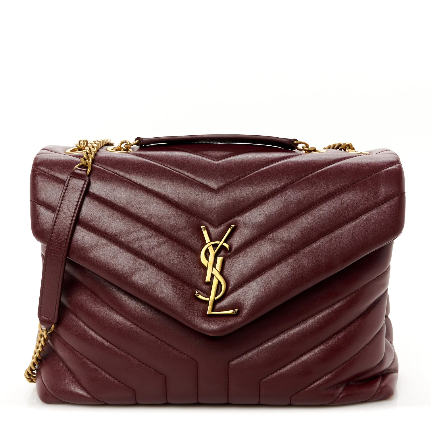 Calfskin Y Quilted Monogram Medium Loulou Chain Satchel Rouge Legion | FASHIONPHILE (US)