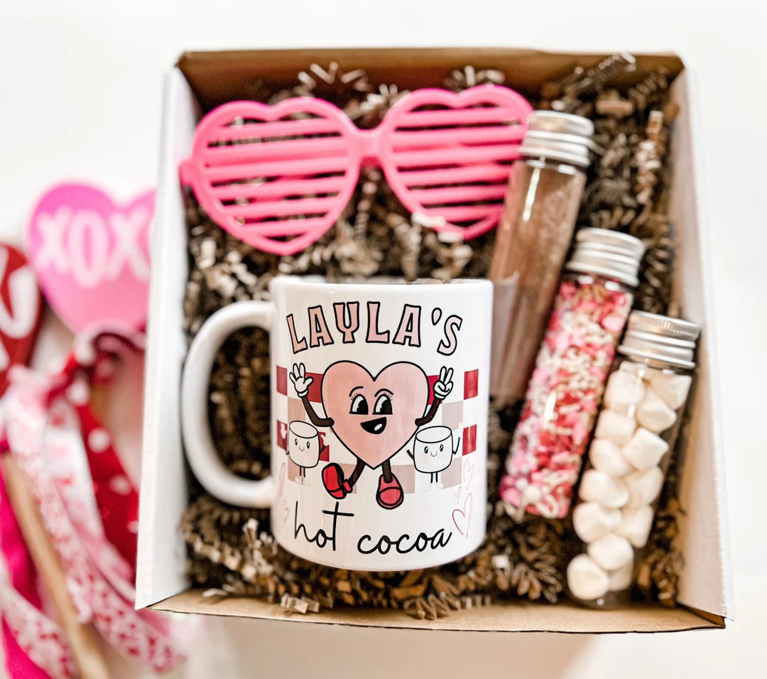 Kids Hot Chocolate Box • Kids Valentine’s Day Box • Personalized Mug • Personalized Child... | Etsy (US)