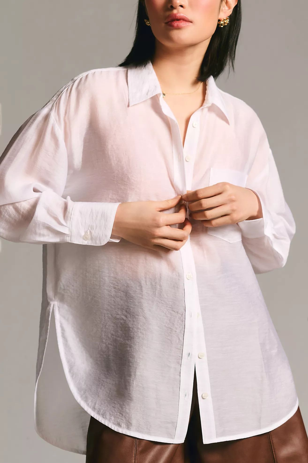 The Bennet Buttondown Shirt by Maeve: Sheer Edition | Anthropologie (US)