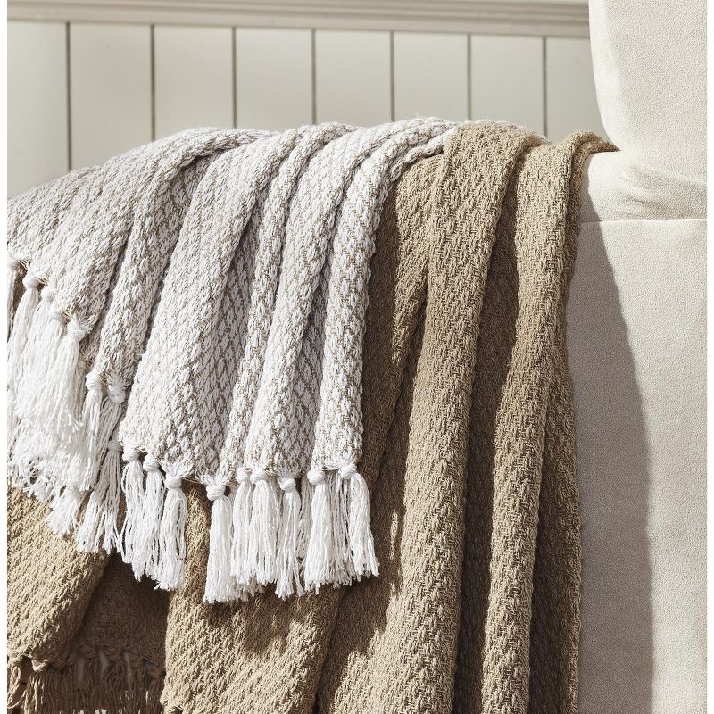 Kate Aurora Chic Living 2 Pack Taupe Linen Yarn Dyed Woven & Fringed Coordinating Ultra Soft Acce... | Target