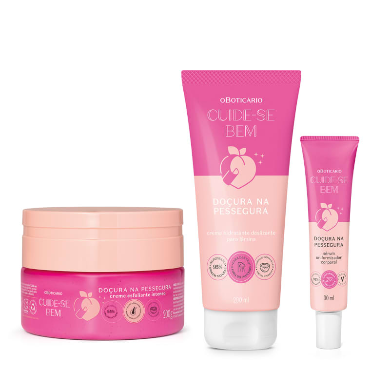 Kit Cuide-se Bem Doçura na Pessegura o Boticário Desliza Fácil (3 Produtos) | Beleza Na Web (BR)