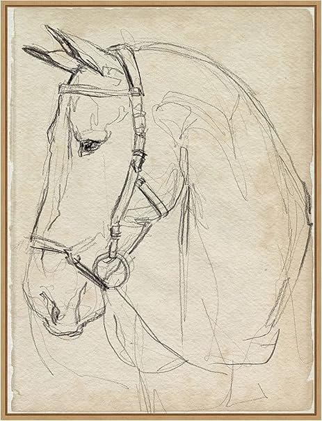 Amanti Art Framed Canvas Wall Art 30x23 Horse in Bridle Sketch II by Jennifer Paxton Parker, Fram... | Amazon (US)