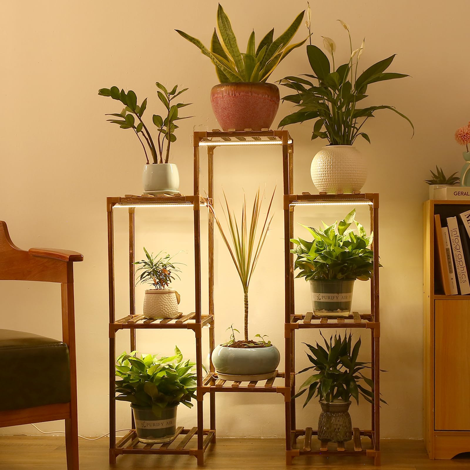 Plant Stand with Grow Light, Plant Shelf Indoor with Full Spectrum Led Grow Light, Timer Function... | Amazon (US)