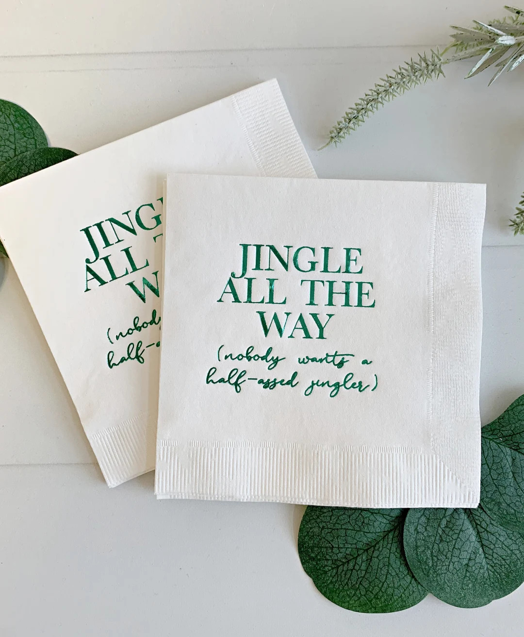 Jingle All the Way - Funny Christmas Cocktail Napkins - Holiday Party Decorations - Etsy | Etsy (US)