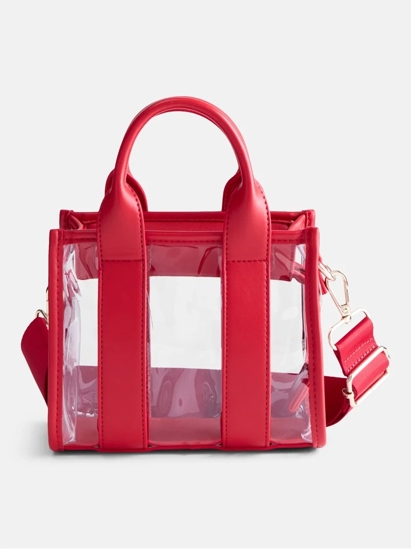 No Boundaries Women's Game Day Clear Boxy Mini Tote Bag, Red | Walmart (US)