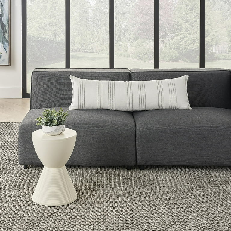 Mina Victory Life Styles Cotton Linen Stripes 12" x 40" White/Grey Throw Pillow | Walmart (US)