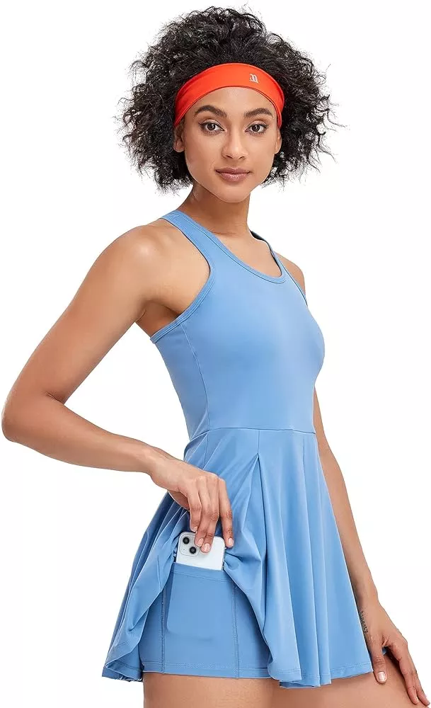 1a1a Women's Tennis Golf Dress with Shorts Pockets Sleeveless Workout  Sports Athletic Dresses