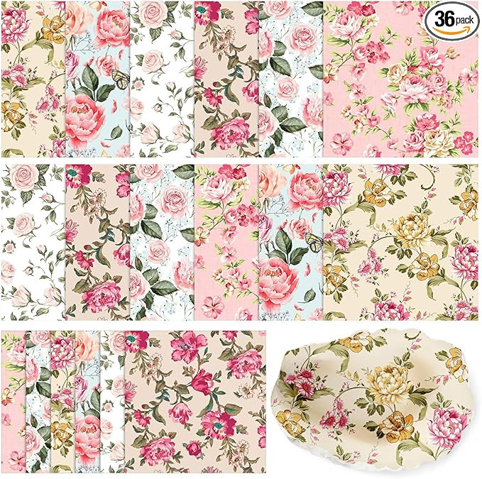 Yexiya 36 Sheet 6 Style Vintage Floral Paper Napkins for Decoupage Rose Decorative Cocktail Napki... | Amazon (US)