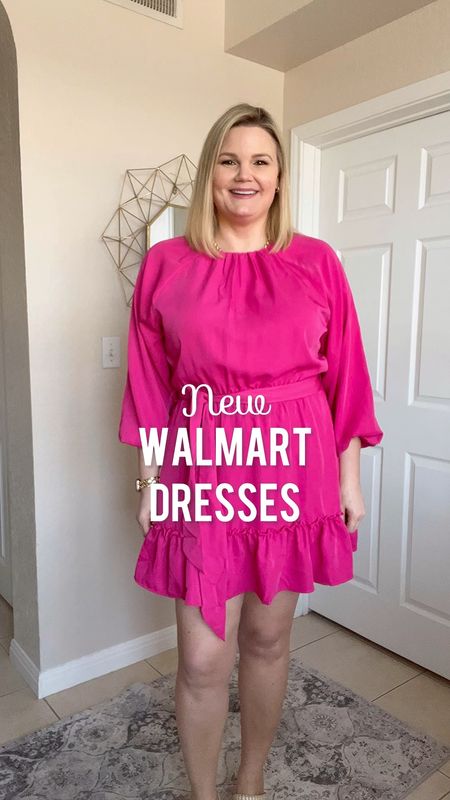 Walmart dresses for Spring and Summer. Wearing size large in both  

#LTKWorkwear #LTKMidsize #LTKOver40