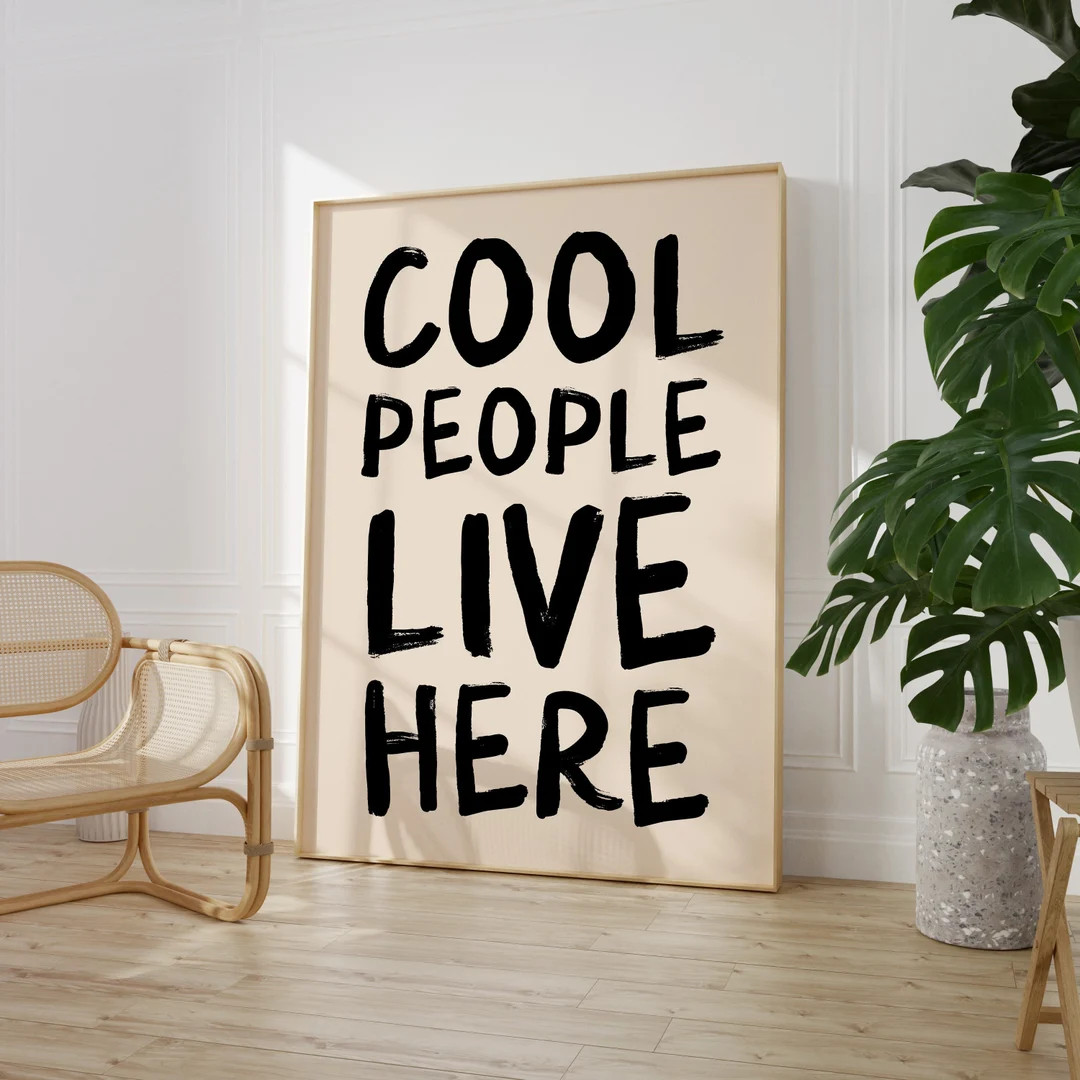 Cool People Live Here Wall Art Hallway Print Typography Print Funny Welcome Sign Entryway Print R... | Etsy (US)