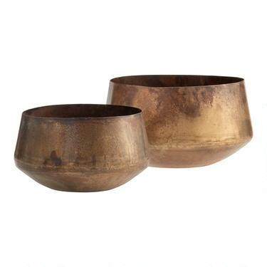 Wide Aged Brass Patina Planter | World Market