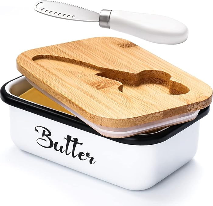 Butter Dish with Lid: Butter Dish for Countertop- AISBUGUR Metal Butter Keeper with Stainless Ste... | Amazon (US)