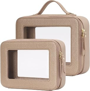 Clear Makeup Bag Travel Cosmetic Case Transparent Toiletry Bag with Zipper, Portable Make Up Orga... | Amazon (US)
