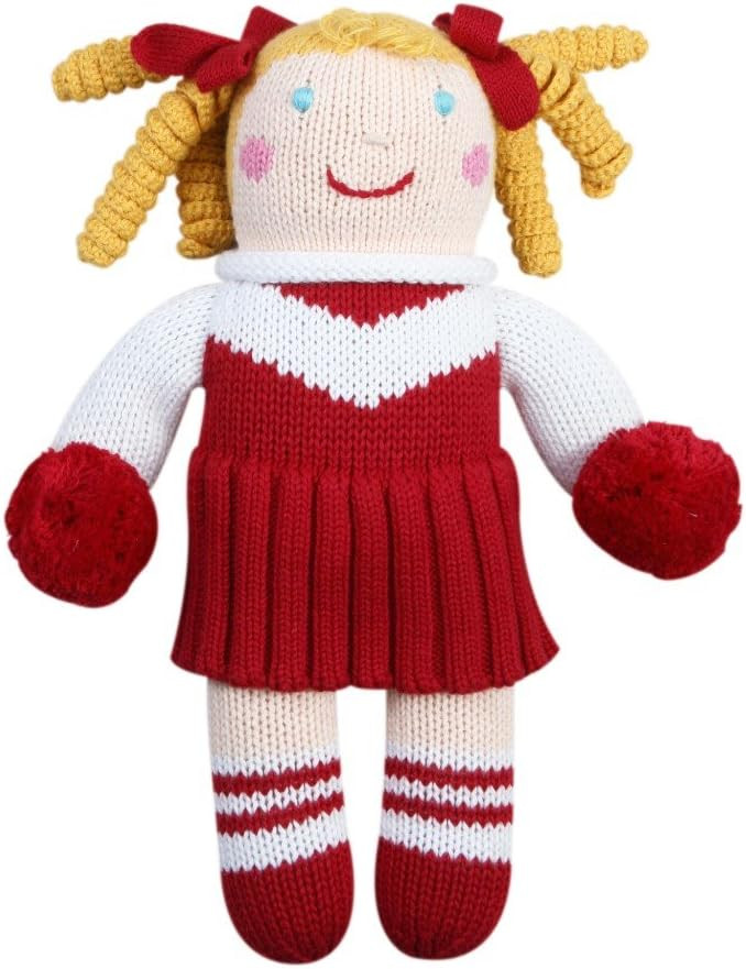 Zubels Baby Girls’ Hand-Knit Cheerleader Doll, All-Natural Fibers, Eco-Friendly, 12-Inch, Red &... | Amazon (US)