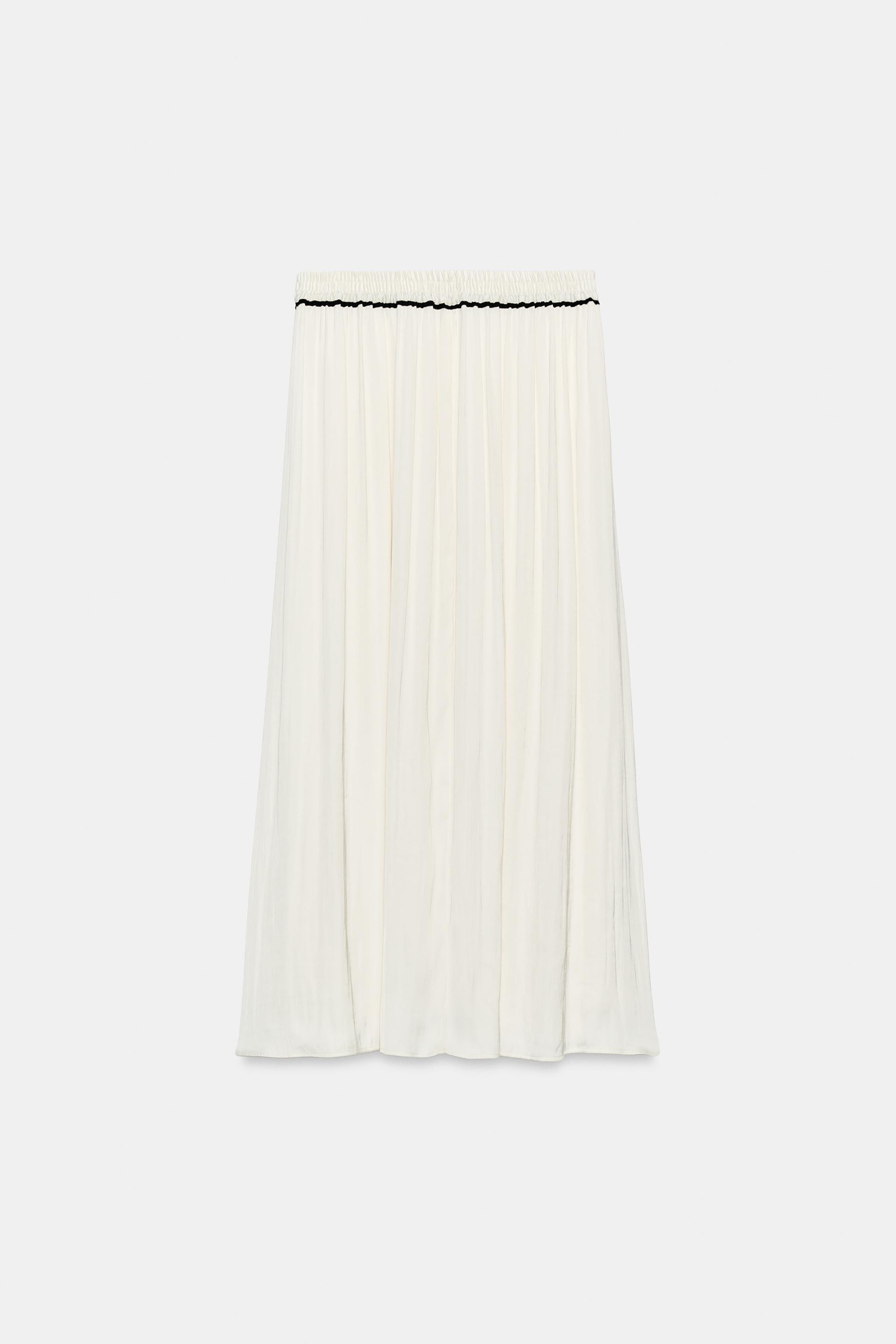 Model height: 178 cmSkirt with an elasticated waistband and contrasting piped detail. | Zara UK