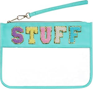 Chenille Letter Bag, Clear Flat Pouches with Zipper, Clear Makeup letter Bag, Multi-purpose Nylon... | Amazon (US)