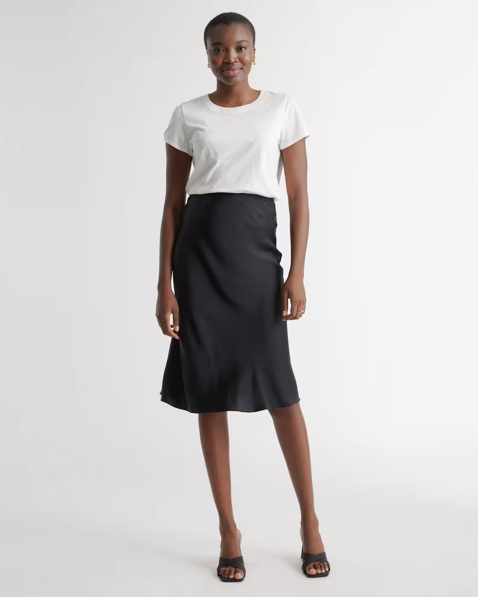 100% Washable Silk Skirt in Black | Quince