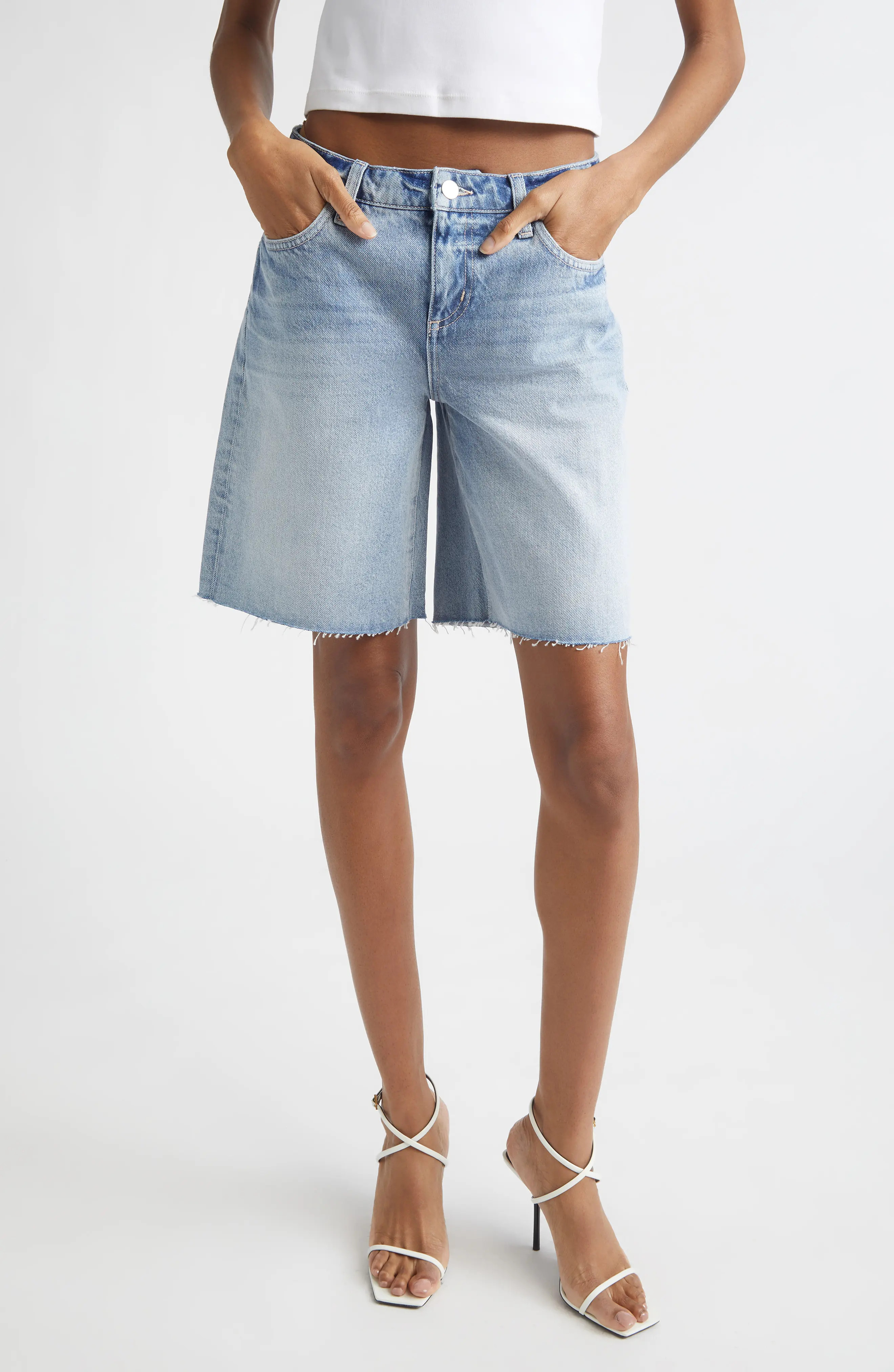 River Raw Hem Denim Bermuda Shorts (Women) | Nordstrom | Nordstrom
