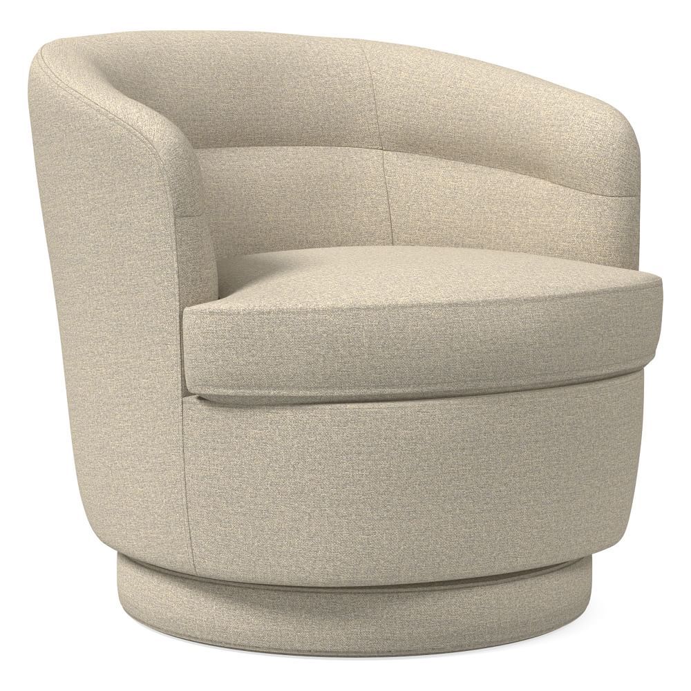 Viv Swivel Chair, Poly, Chenille Tweed, Dove, Concealed Supports | West Elm (US)