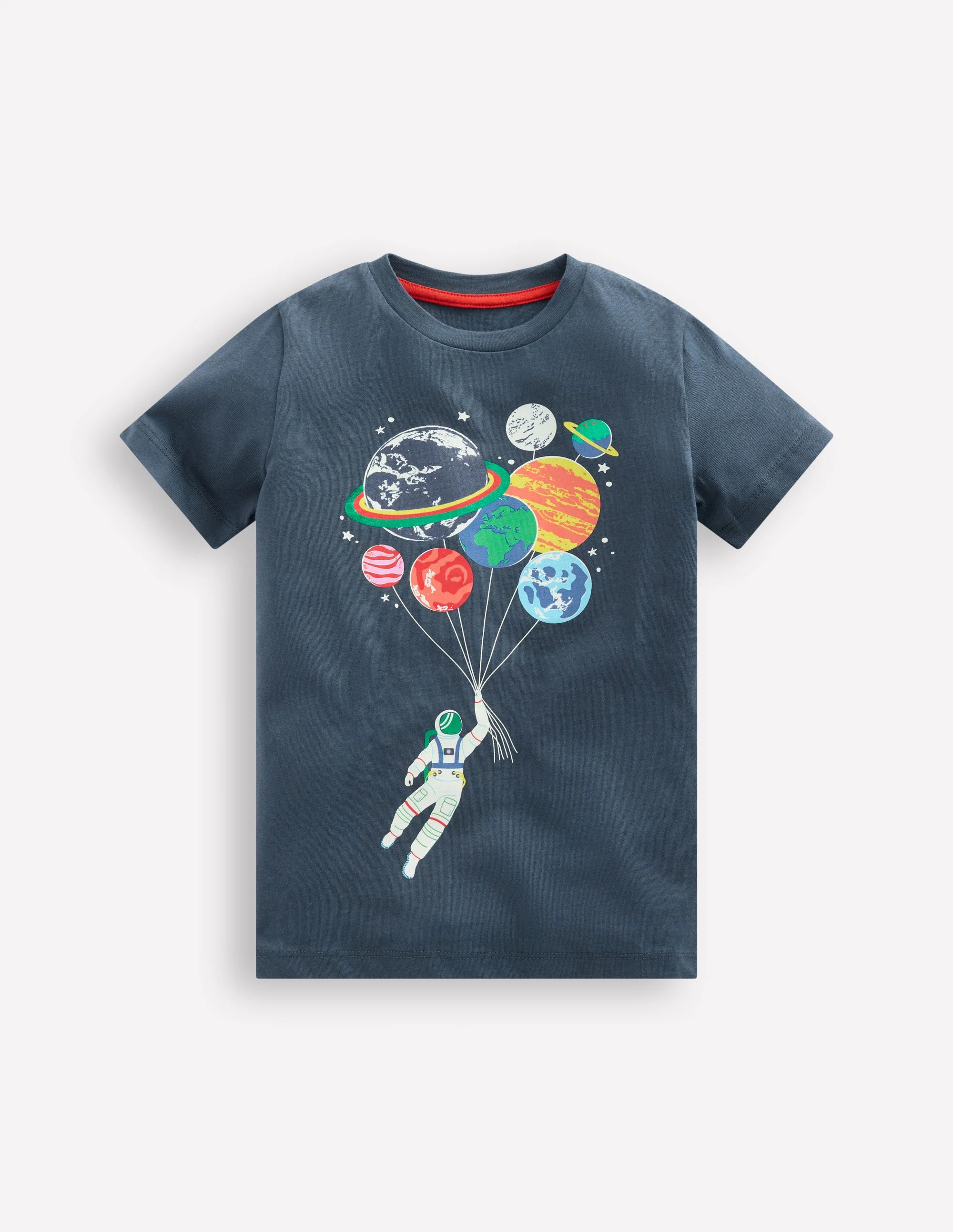 Short Sleeve GITD T-shirt-Robot Blue Spaceman Planets | Boden (US)