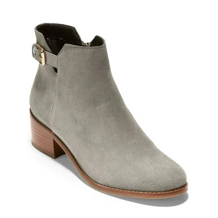 COLE HAAN Womens Gray Buckle Accent Haidyn Round Toe Block Heel Zip-Up Leather Booties 7.5 B | Walmart (US)