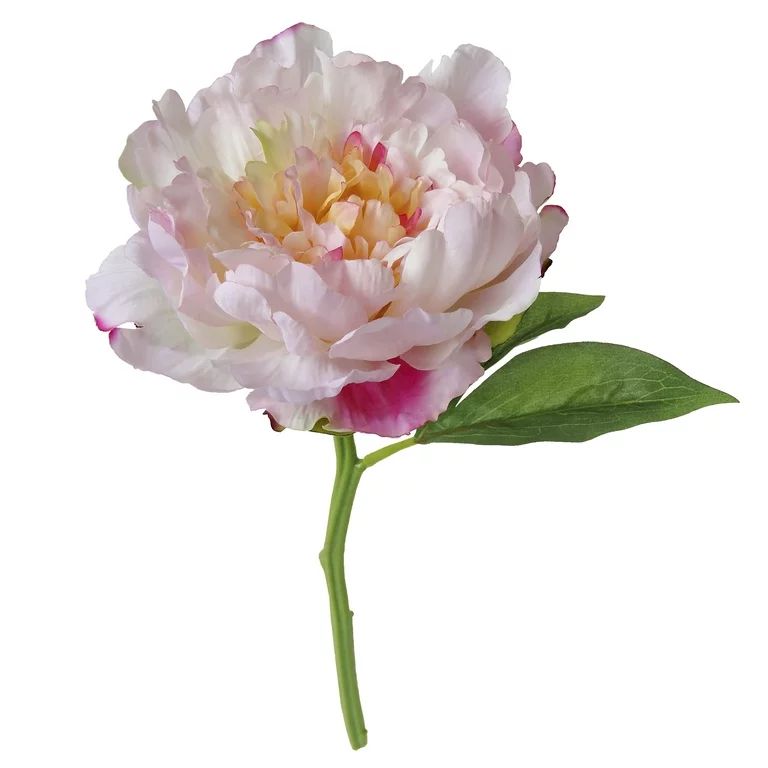 12-inch Artificial Silk White-Pink Large Single Peony Short Stem, for Indoor Use, by Mainstays | Walmart (US)
