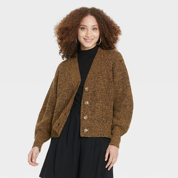 Women&#39;s Button-Front Cardigan - A New Day&#8482; Brown M | Target