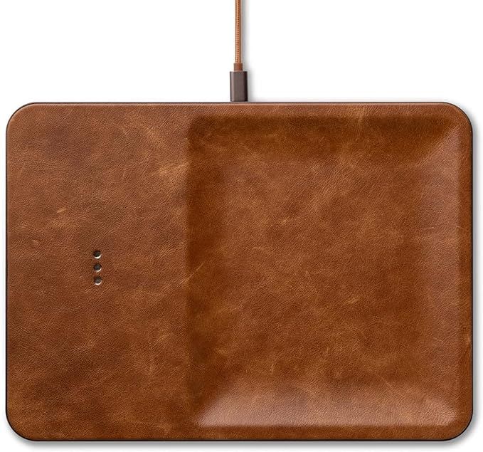 Courant Catch:3 Classics - Italian Leather Wireless Charging Station and Valet Tray (Saddle) - Qi... | Amazon (US)