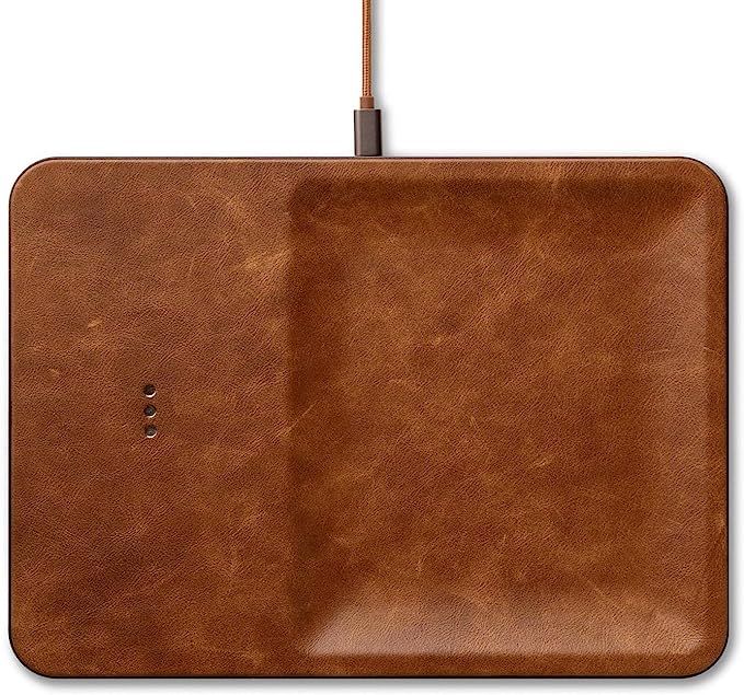 Courant Catch:3 Classics - Italian Leather Wireless Charging Station and Valet Tray (Saddle) - Co... | Amazon (US)