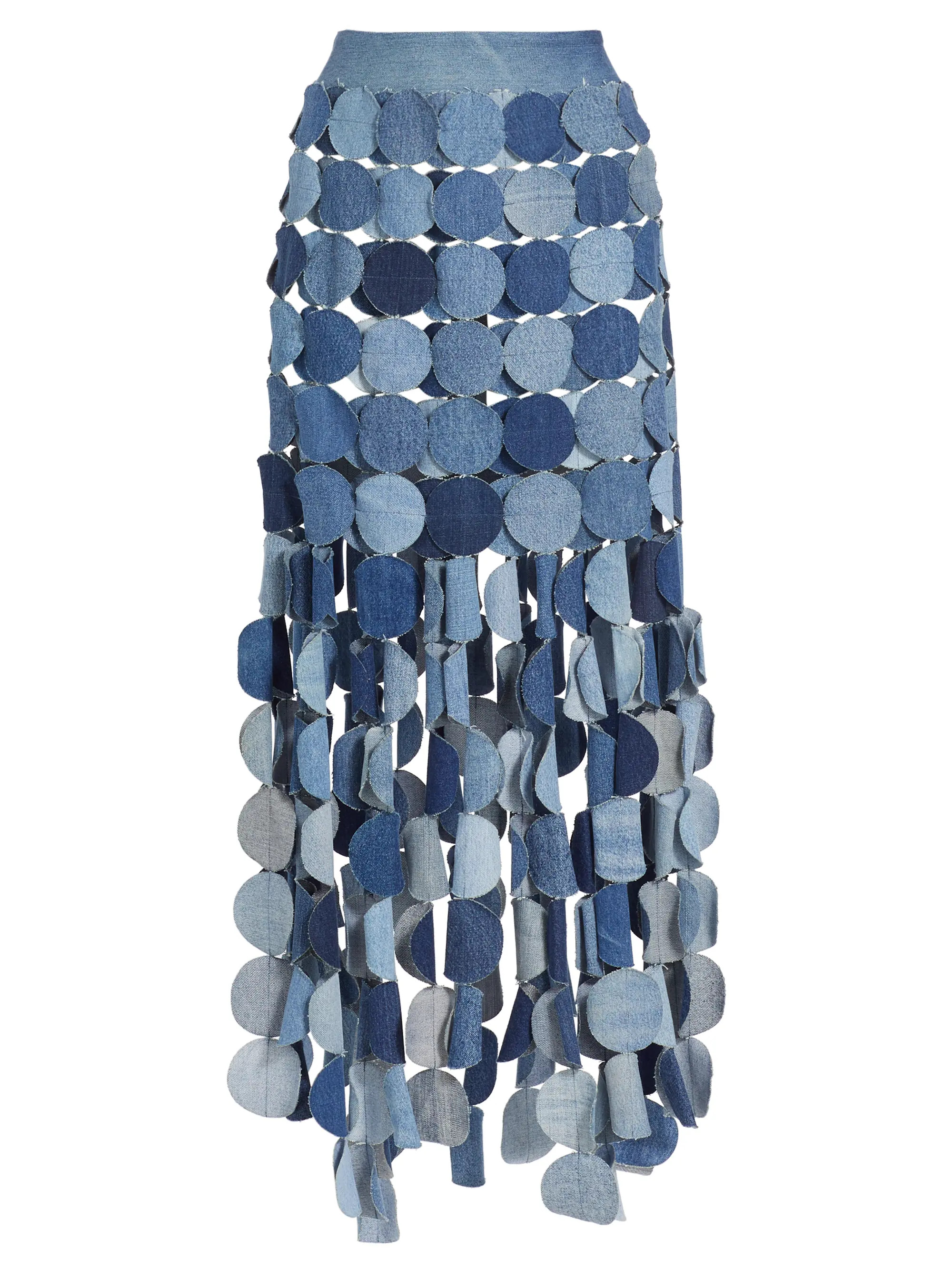 Circle Denim Fringe Maxi Skirt | Saks Fifth Avenue