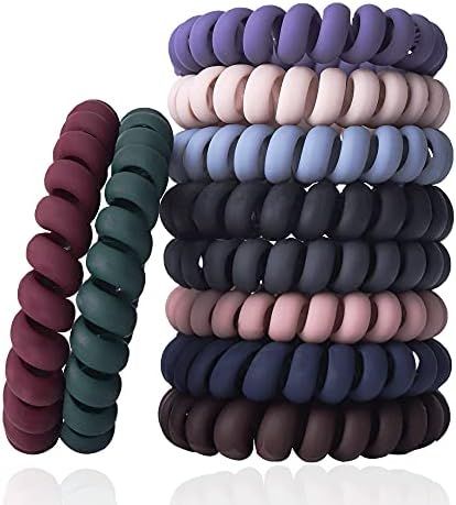 10 Piece Hair Ties For Thick Hair, Coil Elastics Hair Ties, Multicolor Medium Spiral Hair Ties, N... | Amazon (US)
