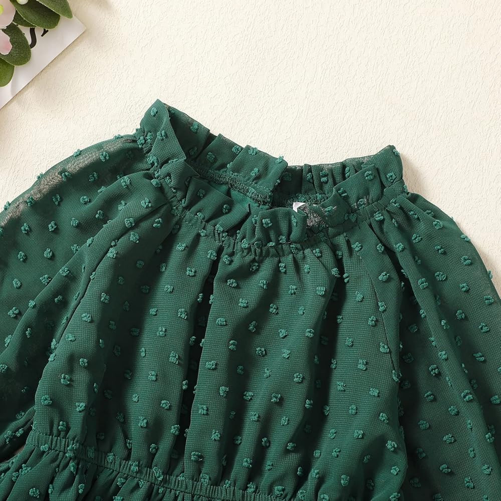 Maacie Toddler Girls Swiss Dot Dress Flared Sleeve Babydoll Dresses for Fall | Amazon (US)